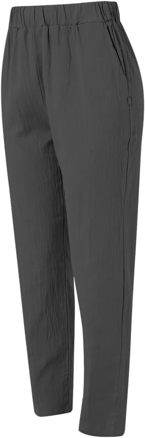 2025 Cotton Linen Pant for Women Spring Summer Casual Boho Beach Pants Lightweight Wide Leg High Waisted Trousers
