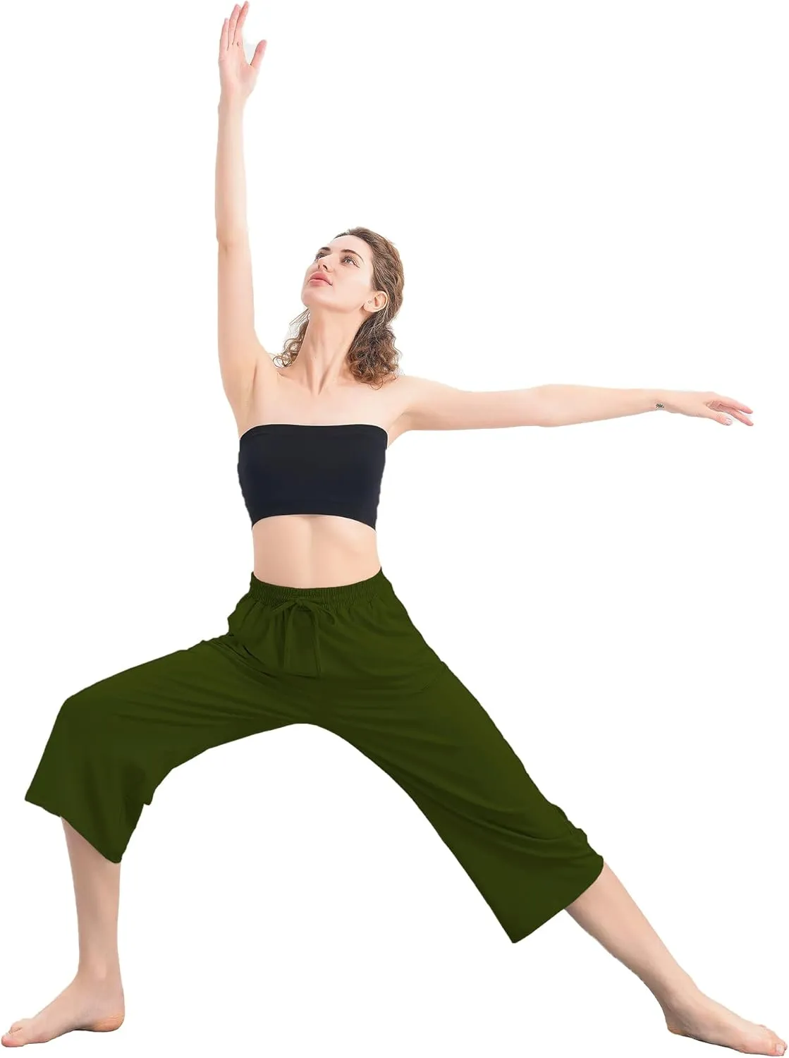 3 PACK Womens Capri Pants Loose Yoga Pants Wide Leg Drawstring Comfy Lounge Pajama Capris Loose Sweatpants with Pocket