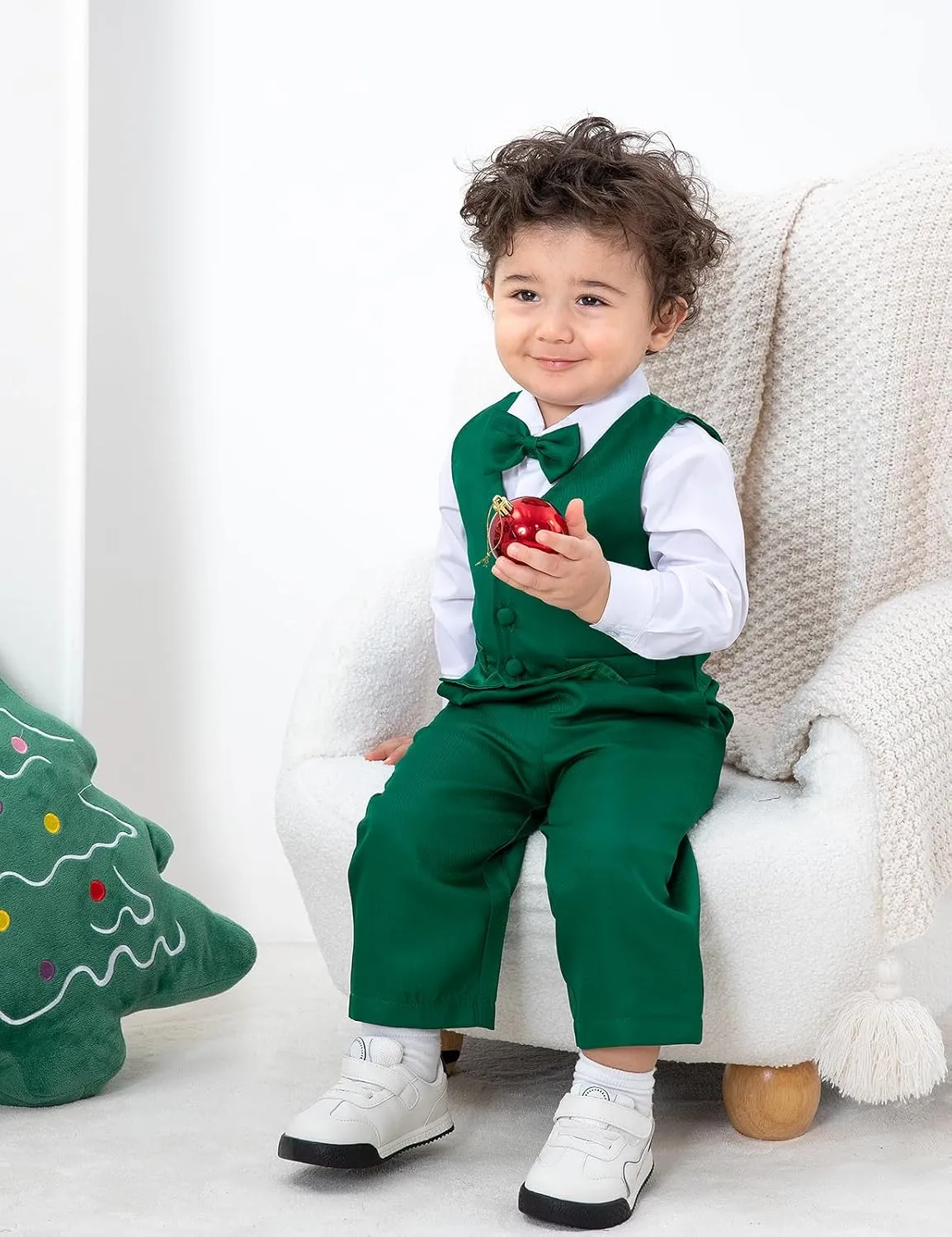 A&J DESIGN Baby Tuxedo 5-Piece Set Jacket & Shirt & Vest & Pants & Bowtie 6 Months - 3T