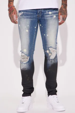 Above It All Stacked Skinny Jeans - Medium Blue Wash