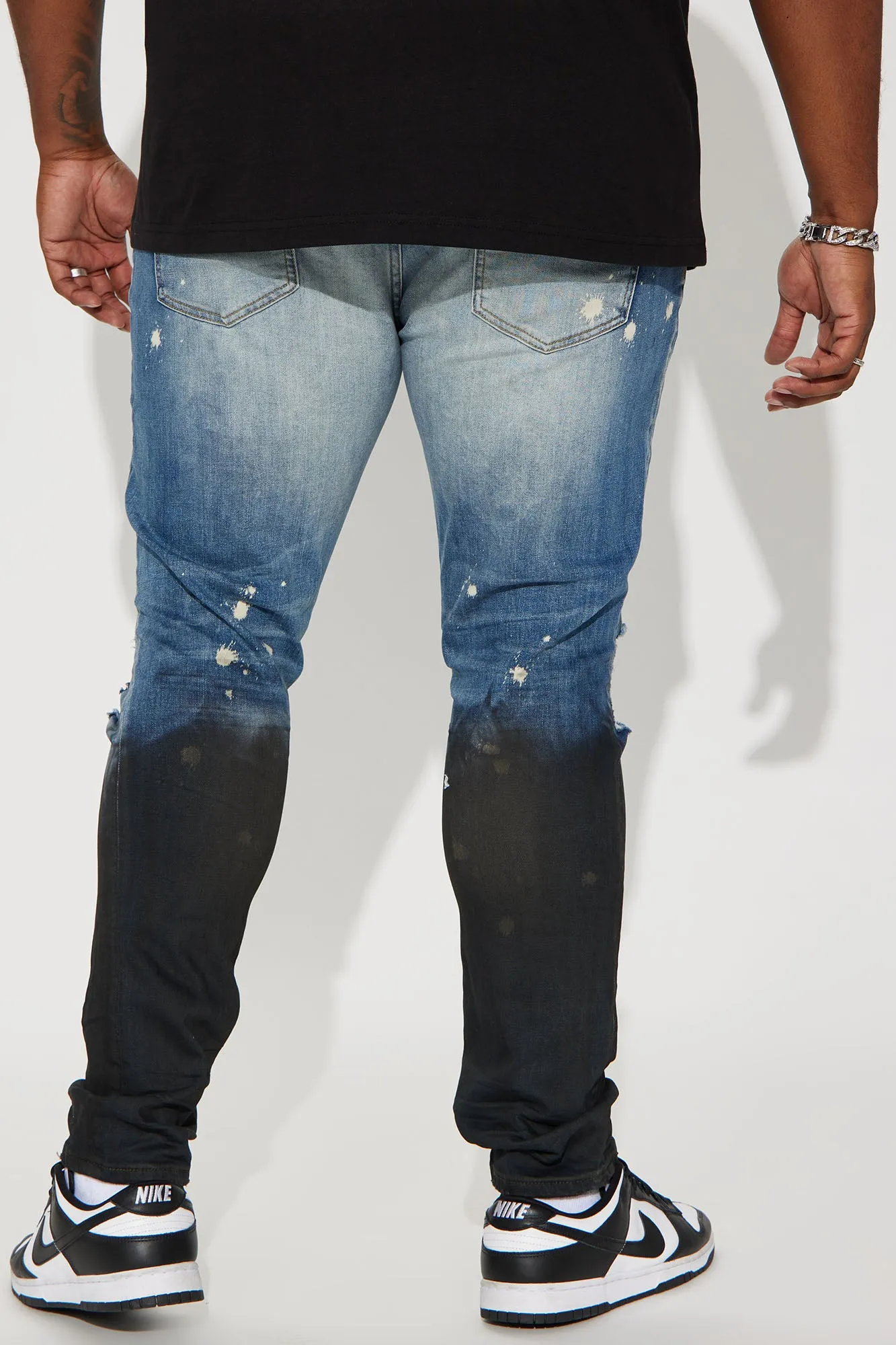 Above It All Stacked Skinny Jeans - Medium Blue Wash