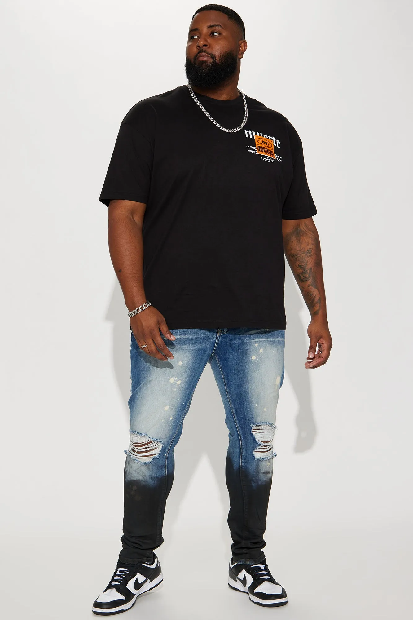 Above It All Stacked Skinny Jeans - Medium Blue Wash