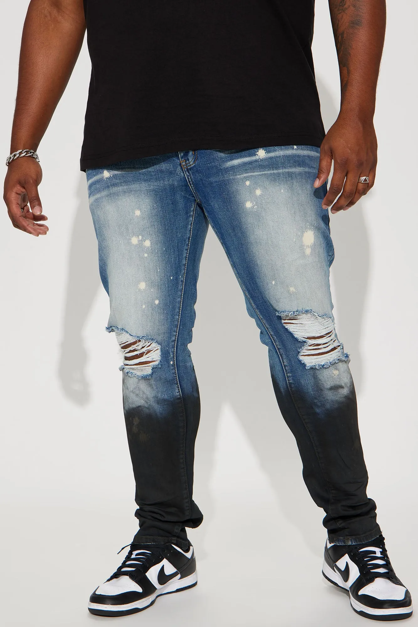 Above It All Stacked Skinny Jeans - Medium Blue Wash