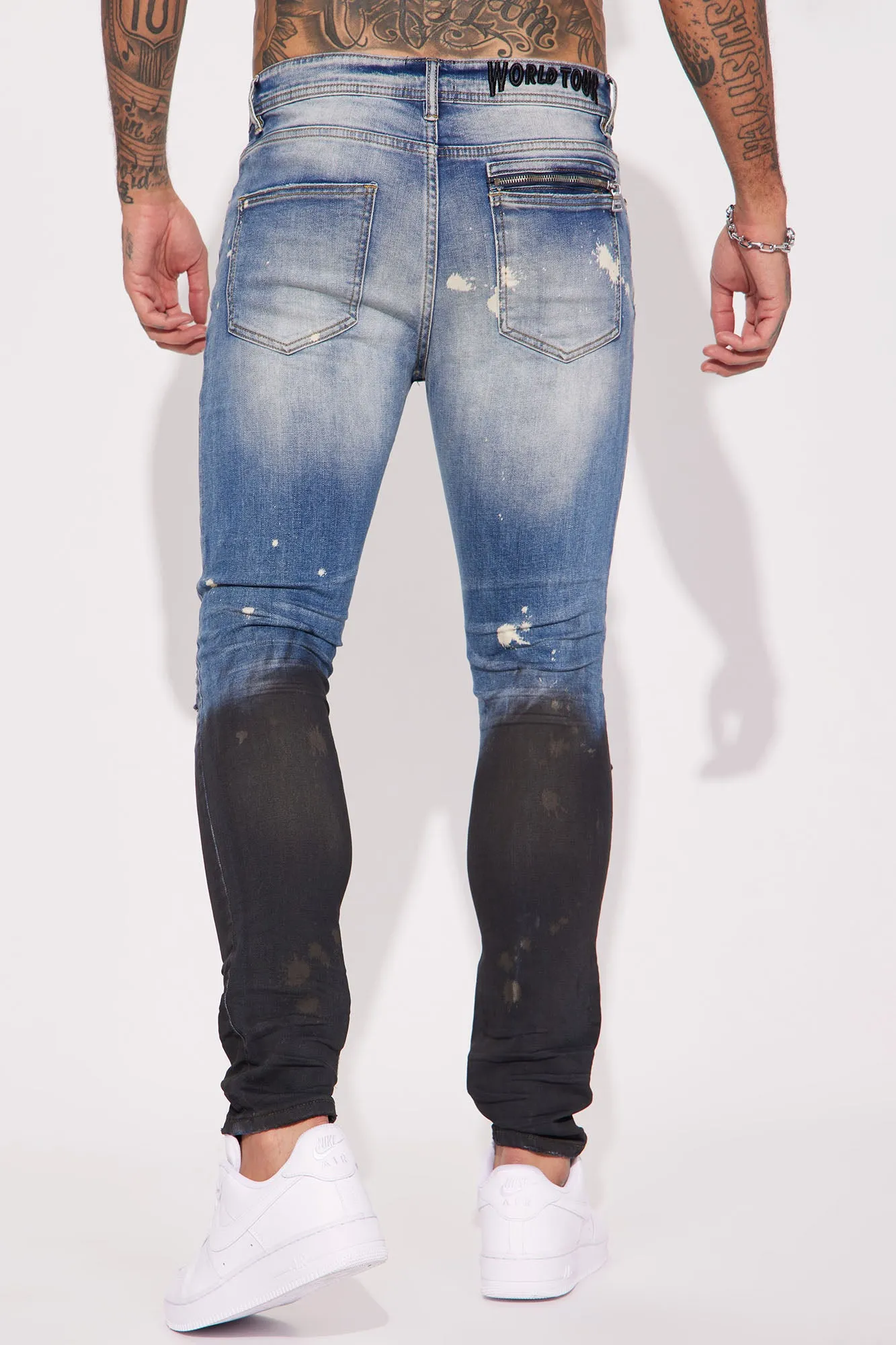 Above It All Stacked Skinny Jeans - Medium Blue Wash