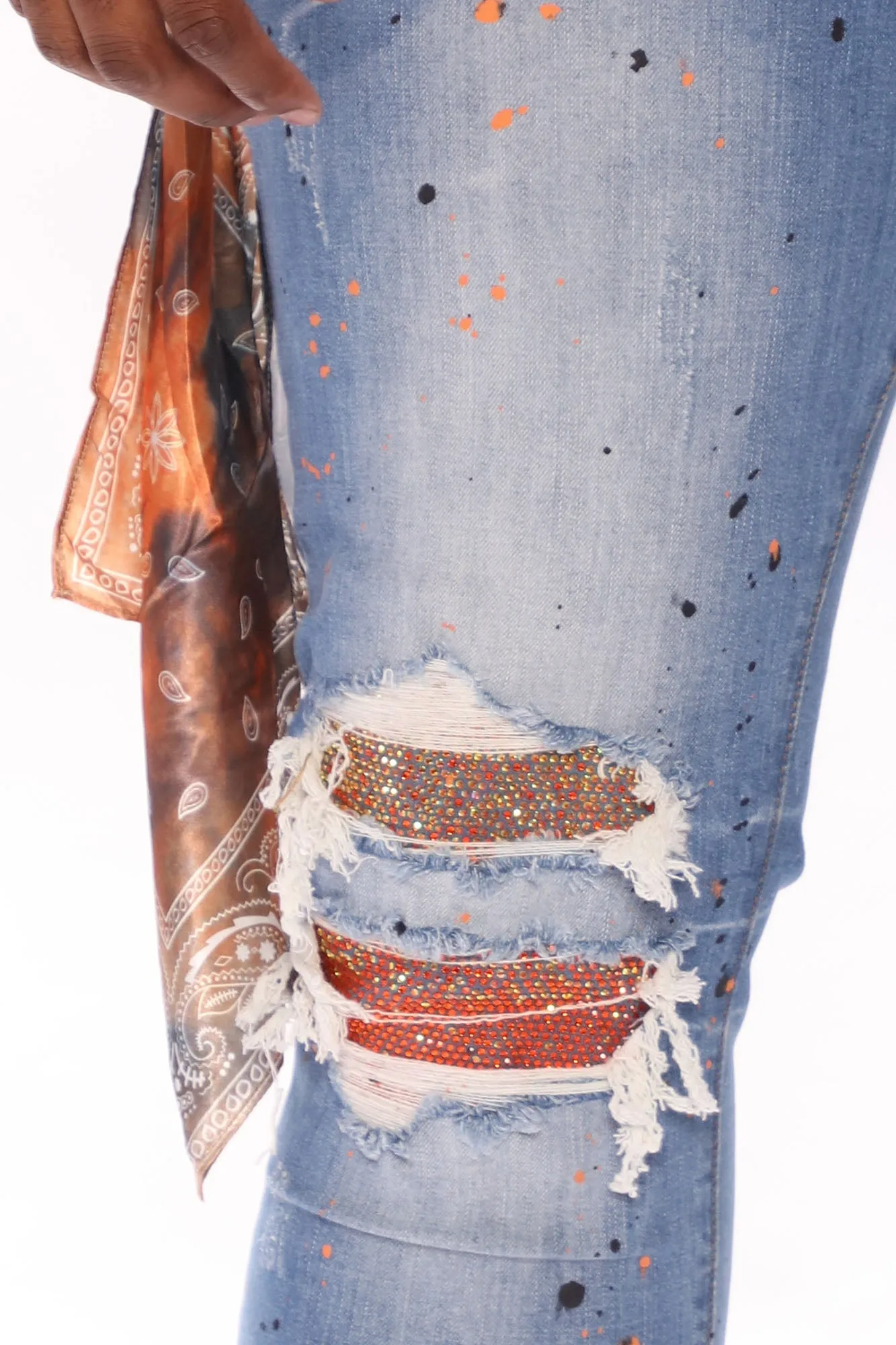 Act Right Paint Splatter Skinny Jeans - Light Wash