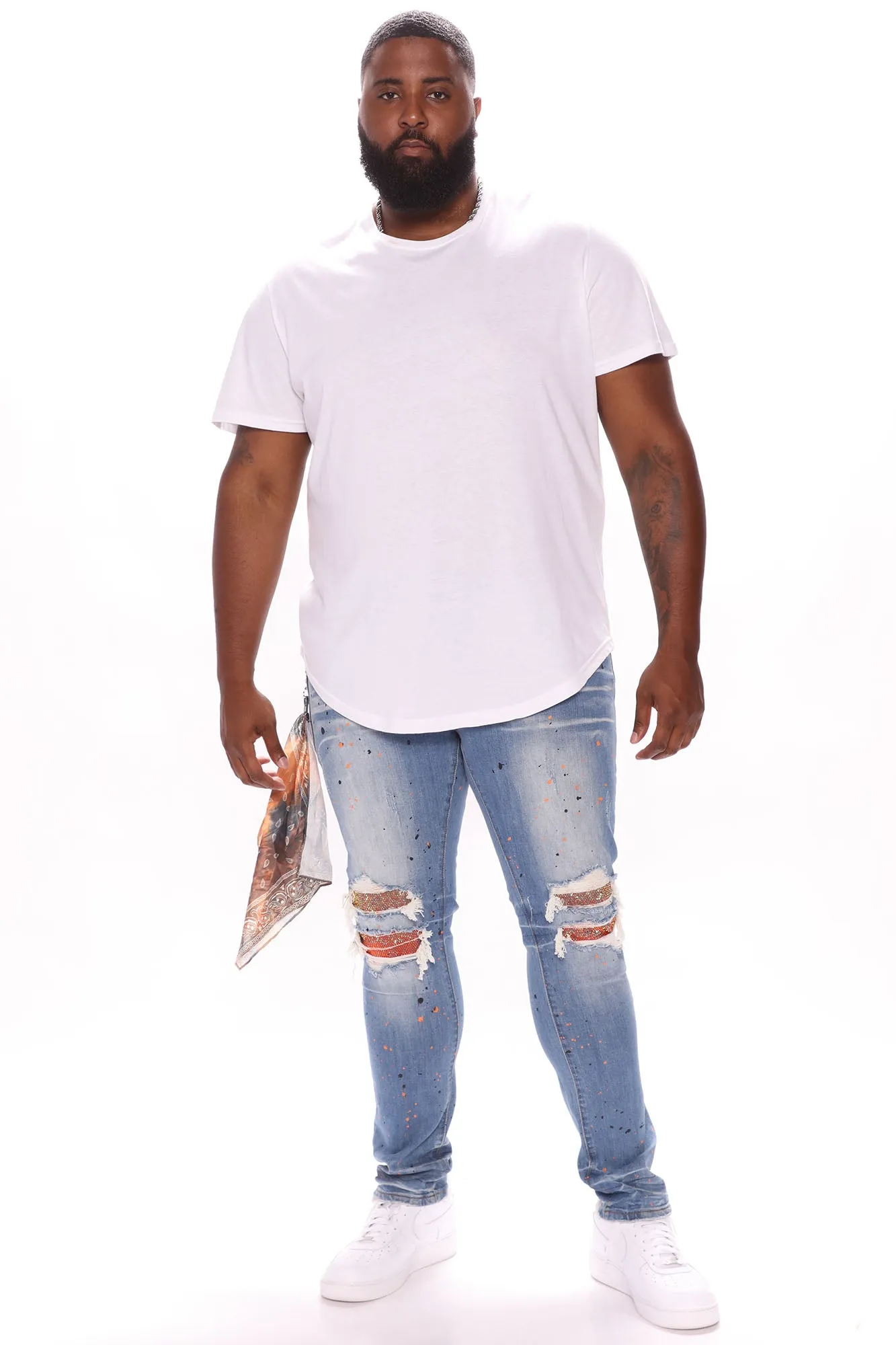Act Right Paint Splatter Skinny Jeans - Light Wash