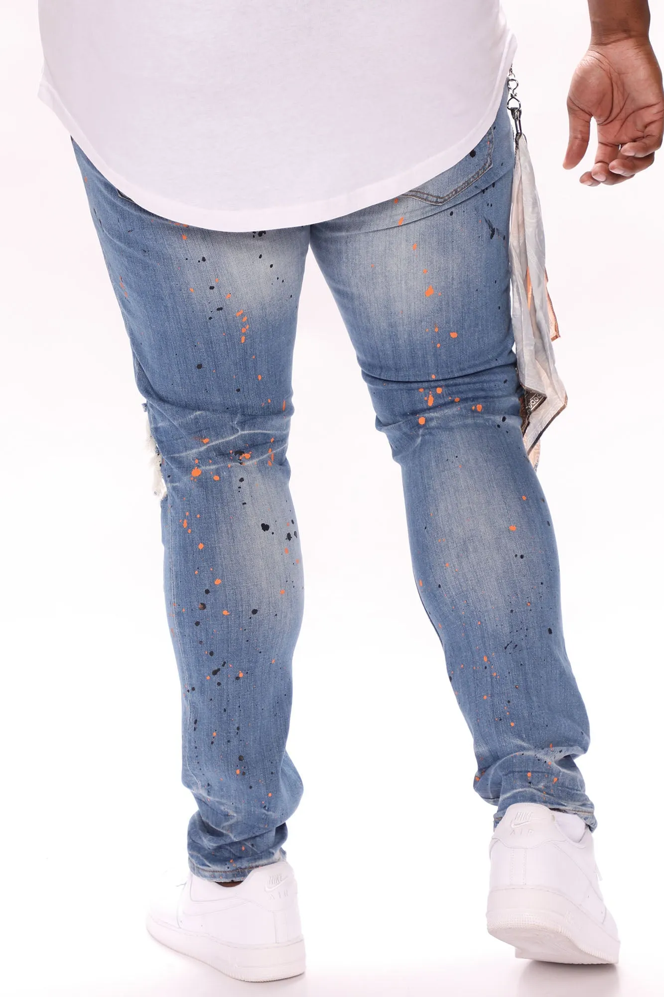 Act Right Paint Splatter Skinny Jeans - Light Wash