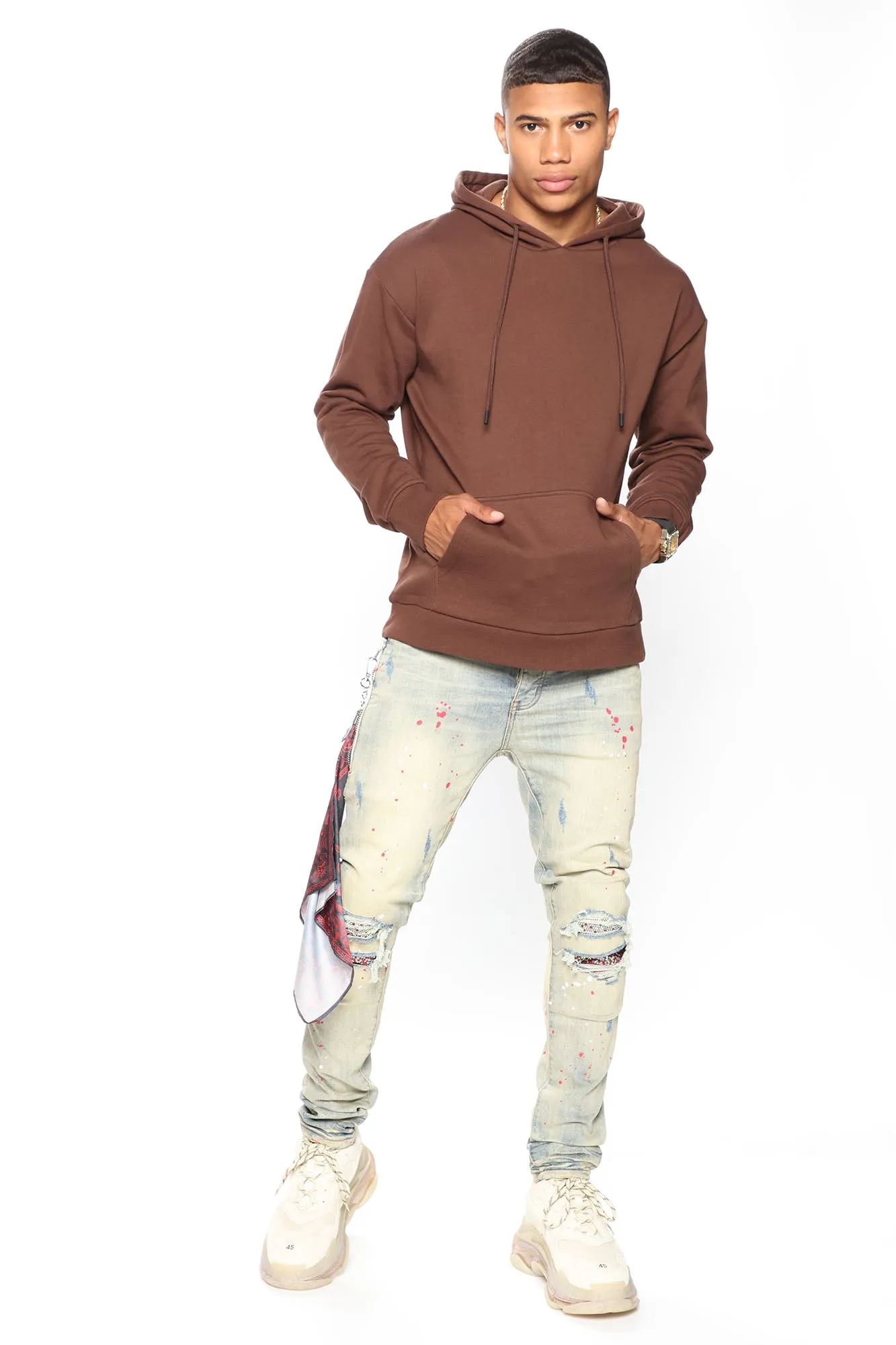 Act Right Paint Splatter Skinny Jeans - Medium Wash