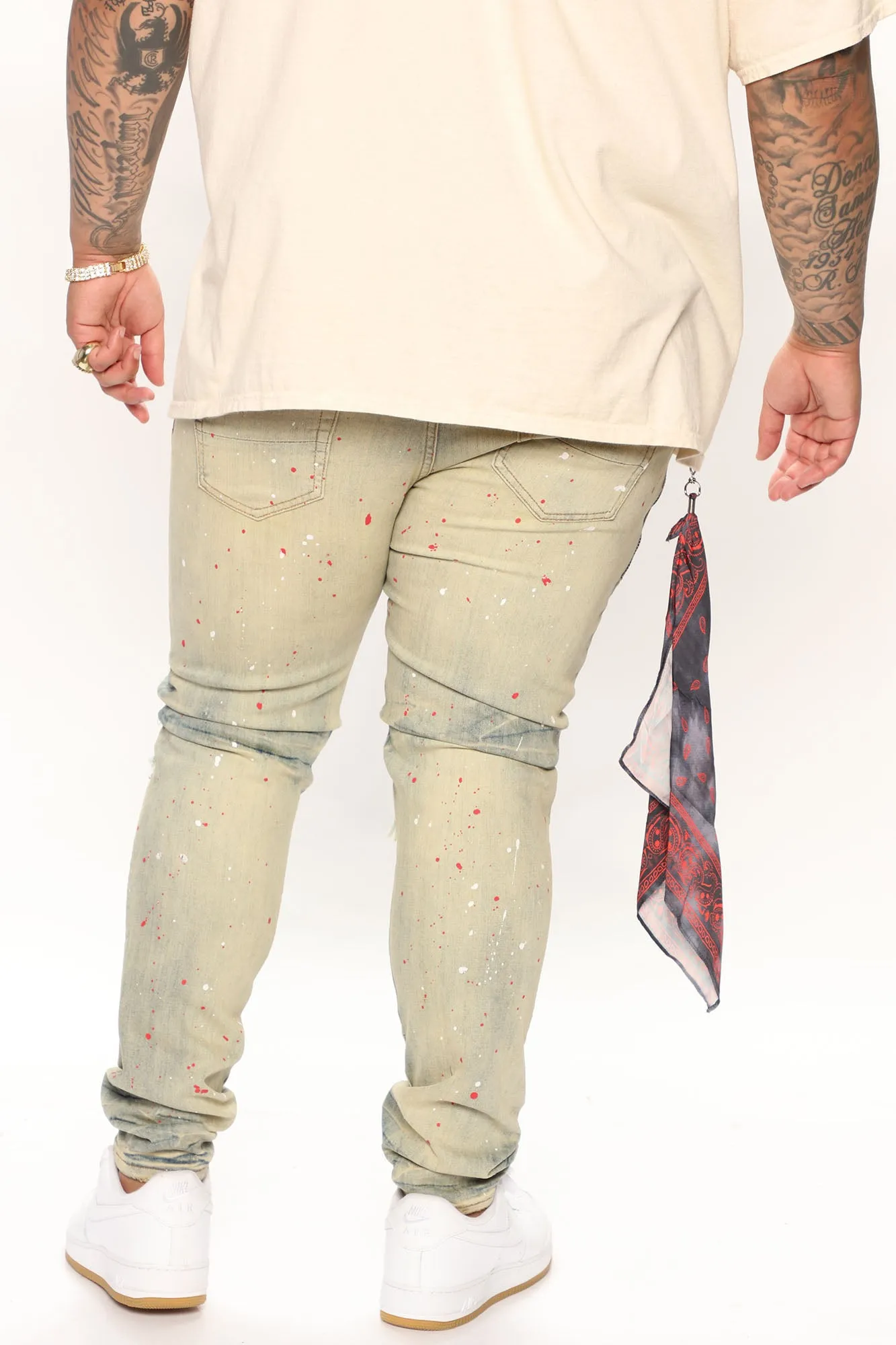 Act Right Paint Splatter Skinny Jeans - Medium Wash