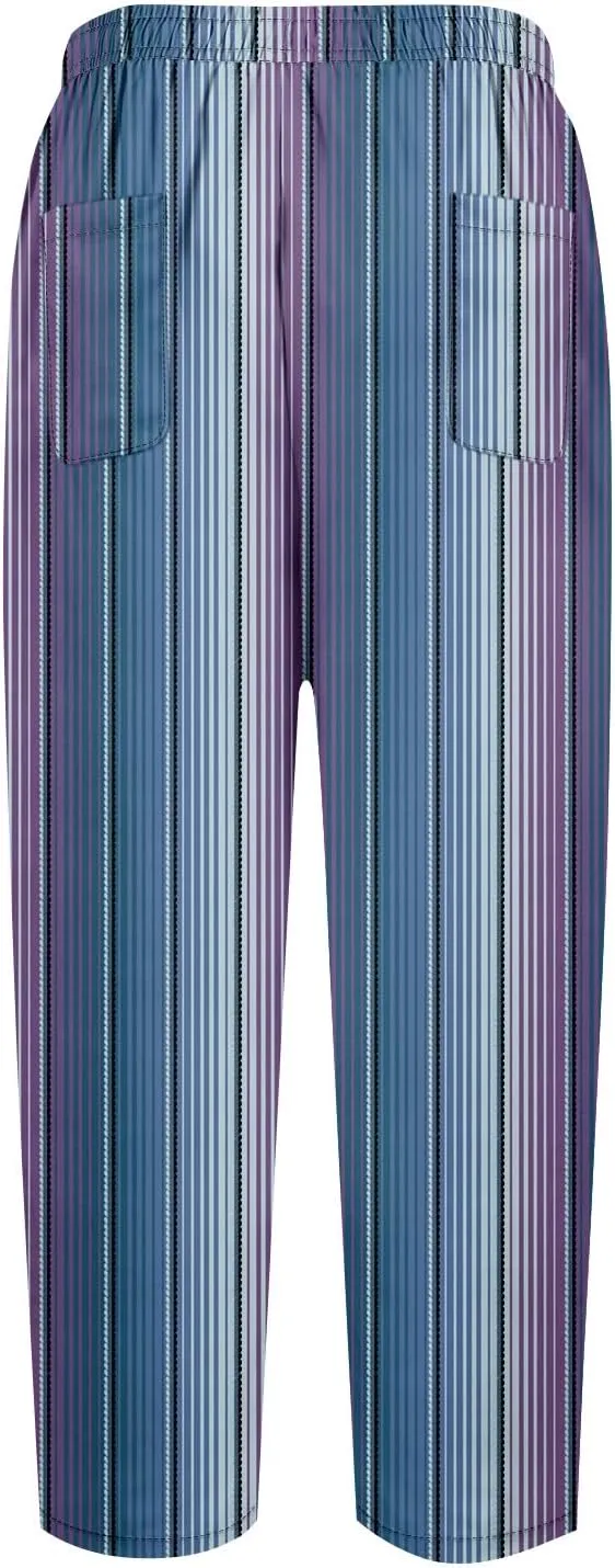 ADHOWBEW Women Capri Pants Trendy Wide Leg High Waist Flowy Summer Lounge Dressy Drawstring Cotton Slacks with Pockets