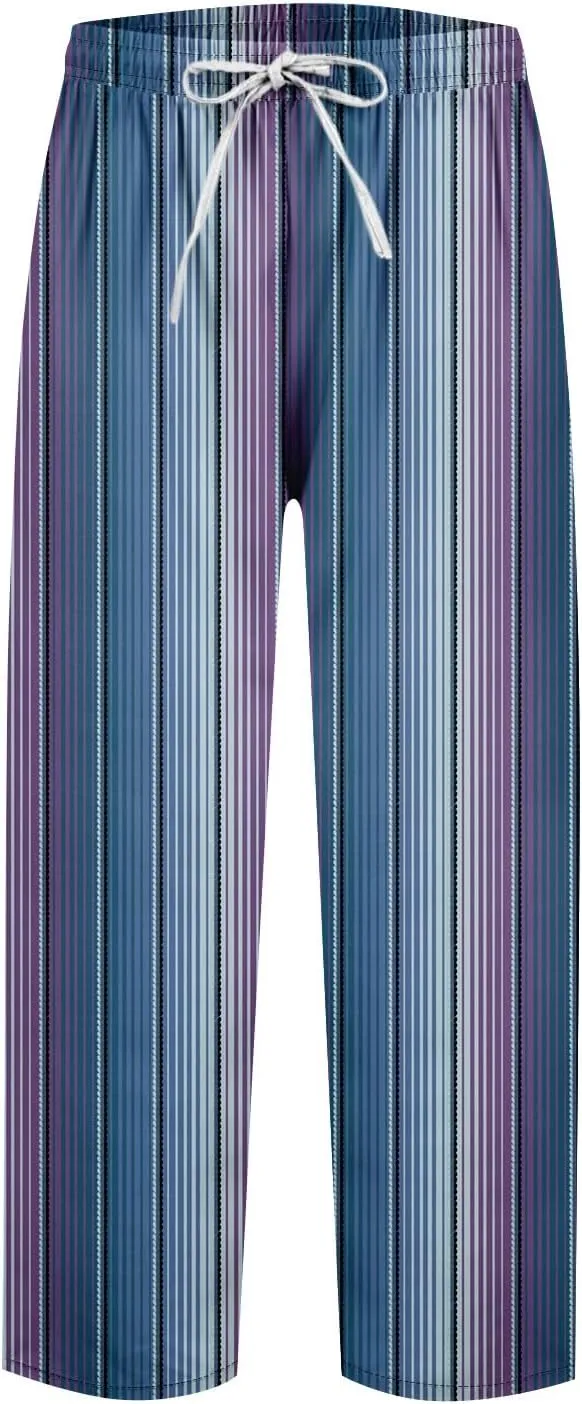 ADHOWBEW Women Capri Pants Trendy Wide Leg High Waist Flowy Summer Lounge Dressy Drawstring Cotton Slacks with Pockets