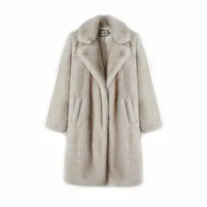 Adriana Luxe Faux Fur Coat  Elegant Knee-Length Winter Outerwear