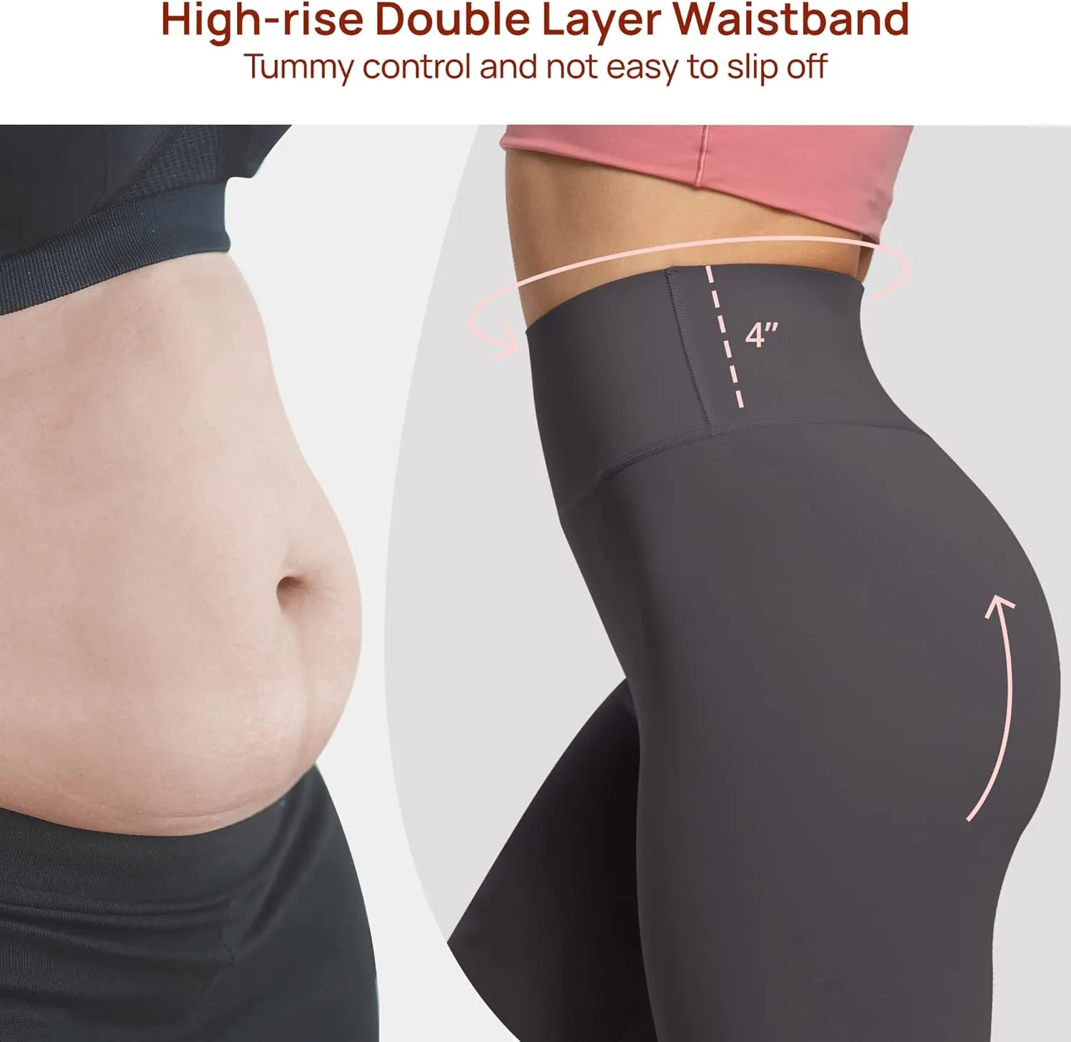 AKASO Womens High Waisted Yoga Pants, 7/8 Length Workout Leggings Naked Feeling Tummy Control Tights