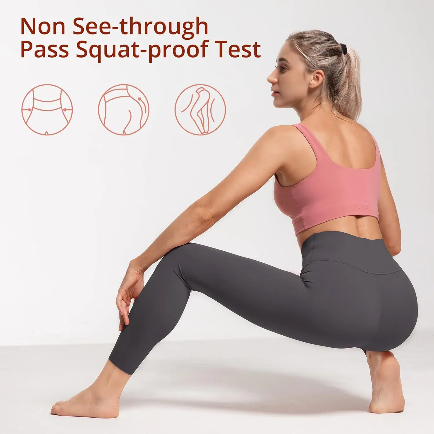 AKASO Womens High Waisted Yoga Pants, 7/8 Length Workout Leggings Naked Feeling Tummy Control Tights