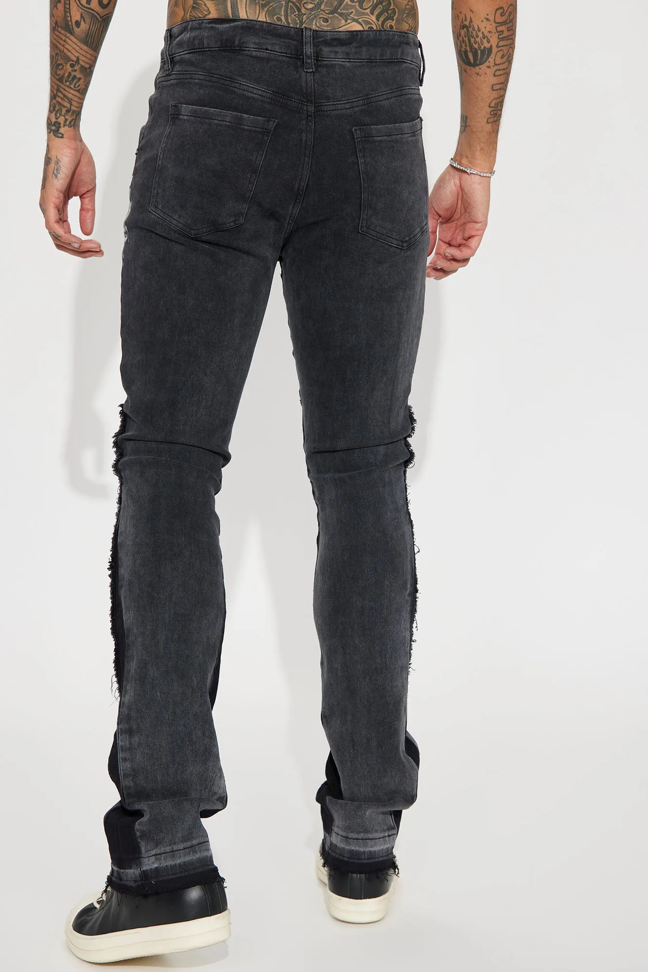 All In A Days Work Stacked Skinny Flare Jeans - Black