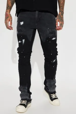All In A Days Work Stacked Skinny Flare Jeans - Black
