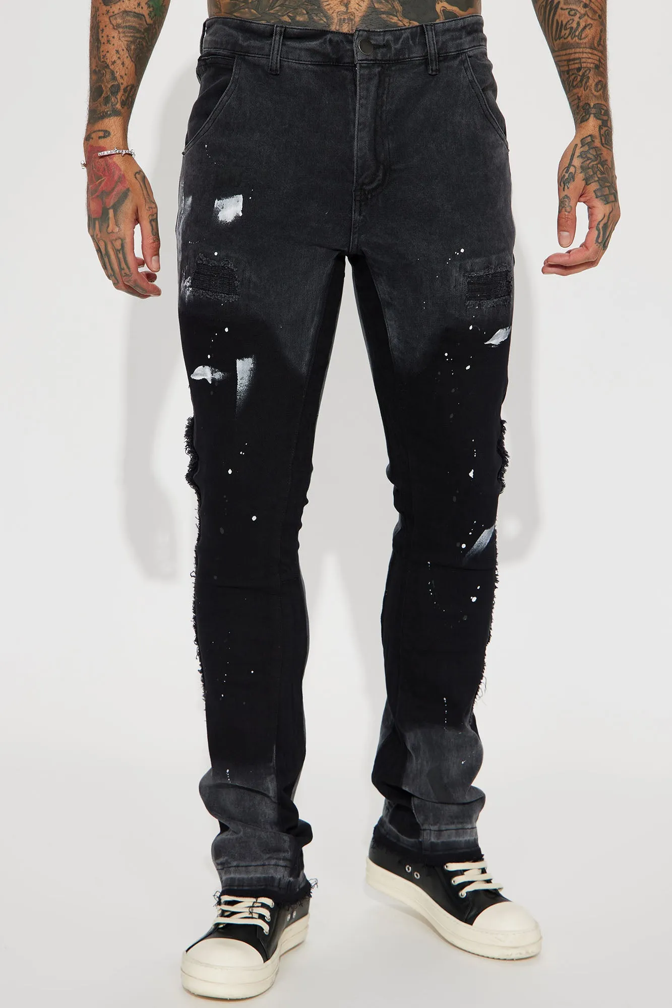 All In A Days Work Stacked Skinny Flare Jeans - Black