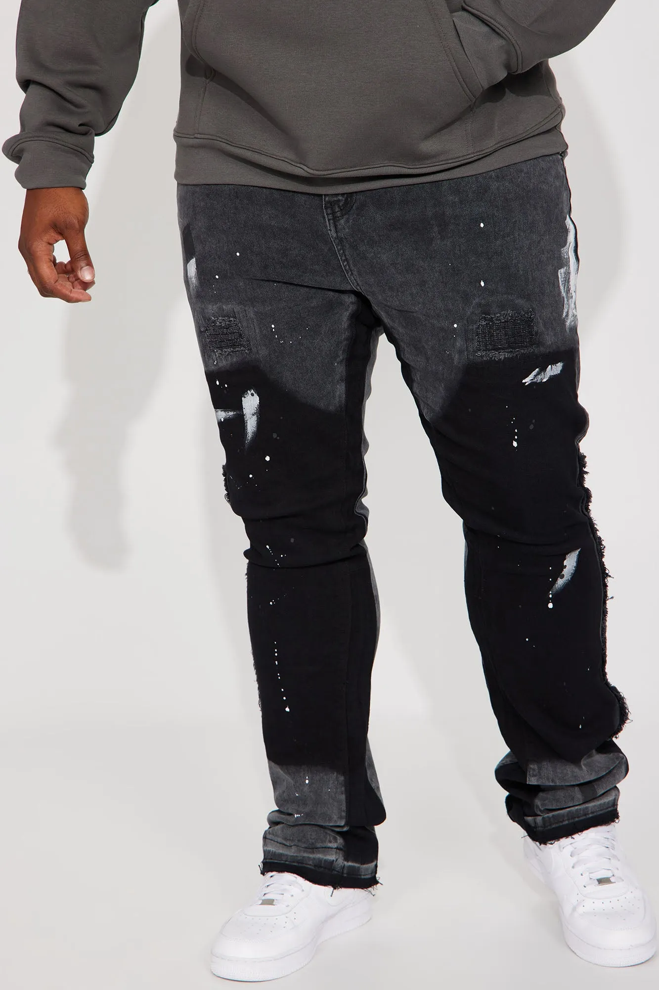 All In A Days Work Stacked Skinny Flare Jeans - Black