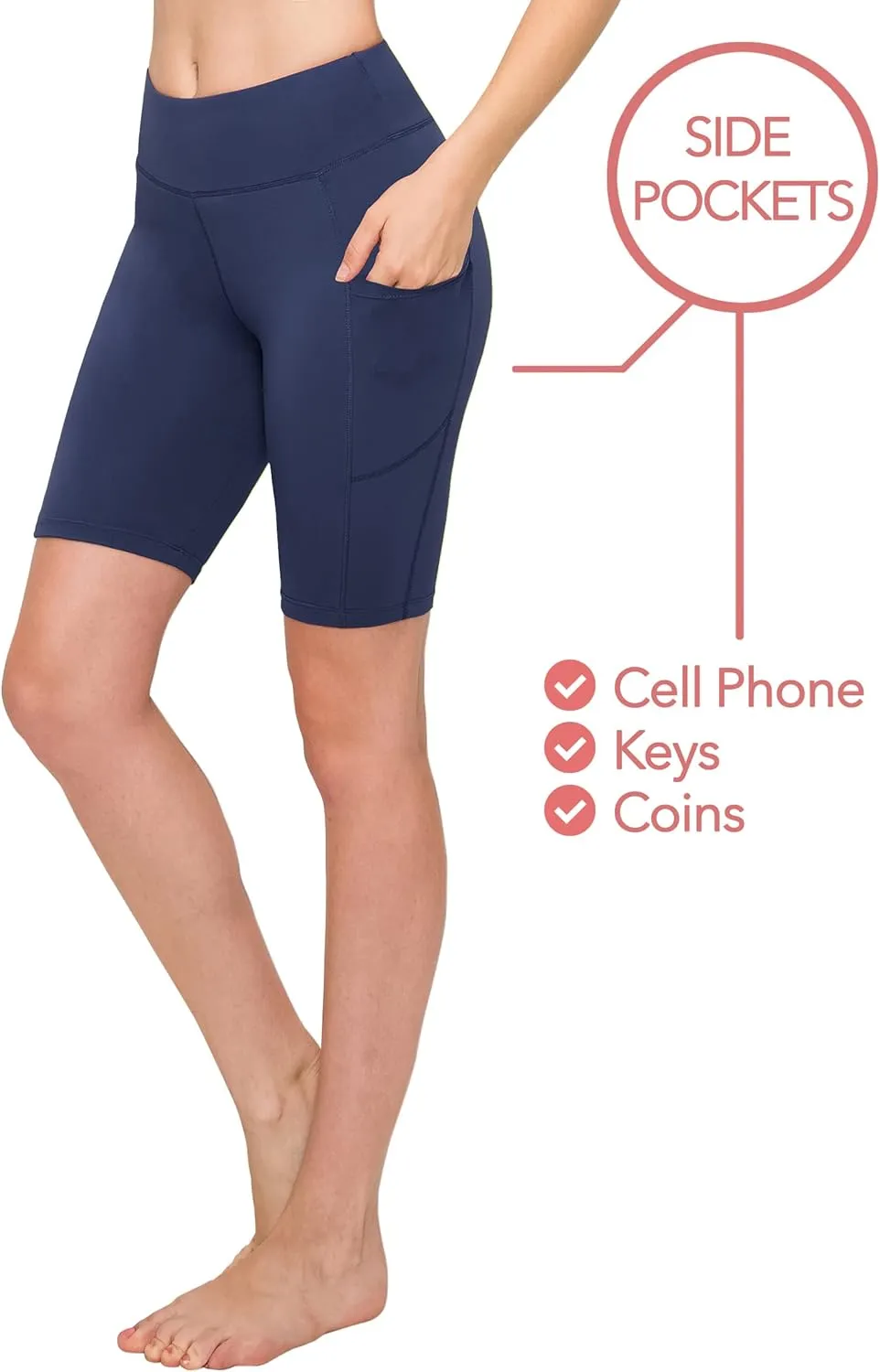 ALWAYS Women's High Waist Bike Shorts - Athletic Workout Tummy Control Stretch Running Yoga Pants