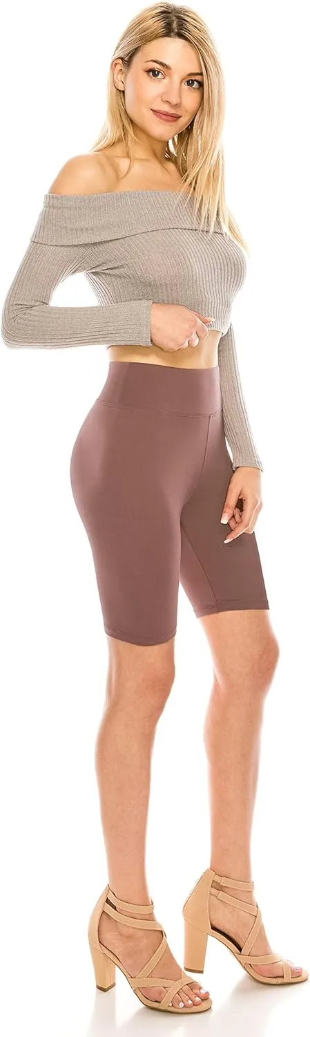 ALWAYS Women's High Waist Bike Shorts - Athletic Workout Tummy Control Stretch Running Yoga Pants