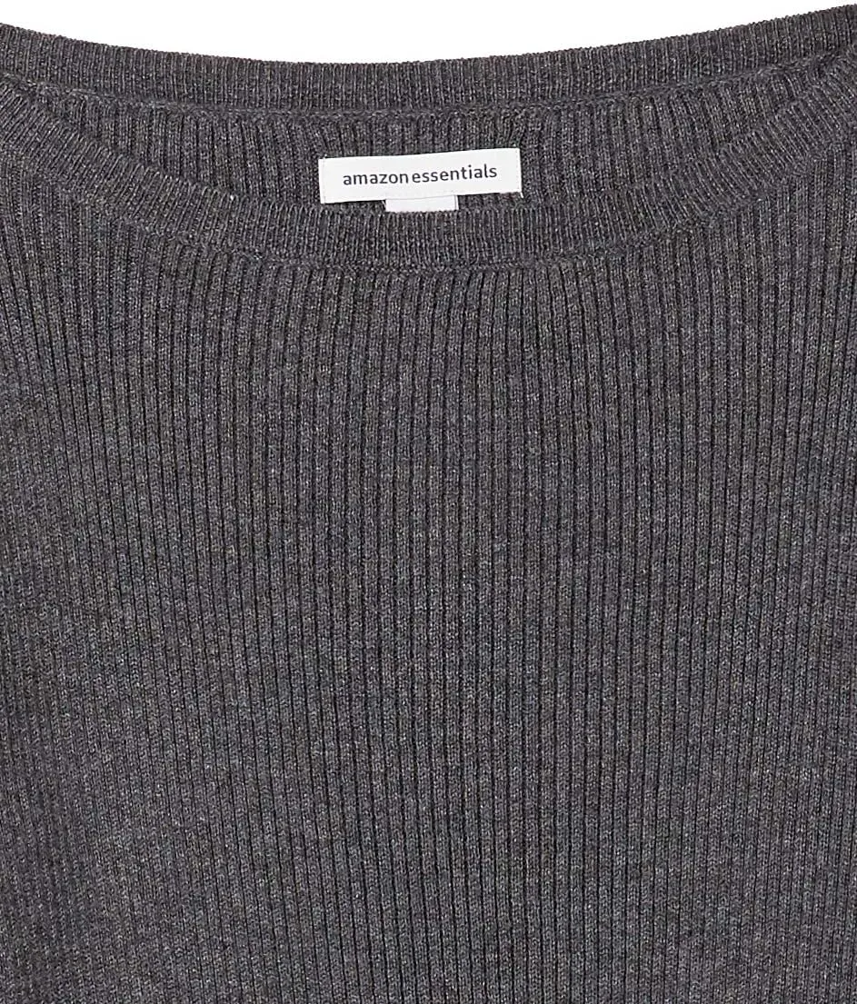 Amazon Essentials Women's Lightweight Ribbed Long-Sleeve Boat Neck Slim-Fit Sweater