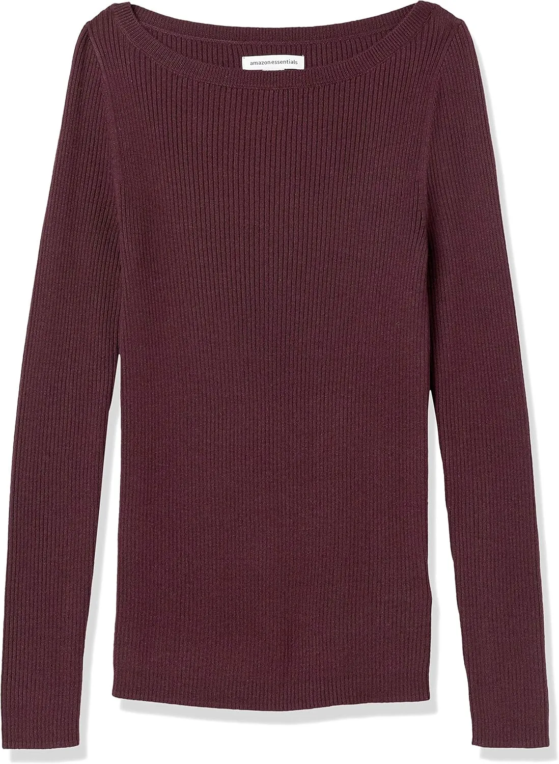 Amazon Essentials Women's Lightweight Ribbed Long-Sleeve Boat Neck Slim-Fit Sweater