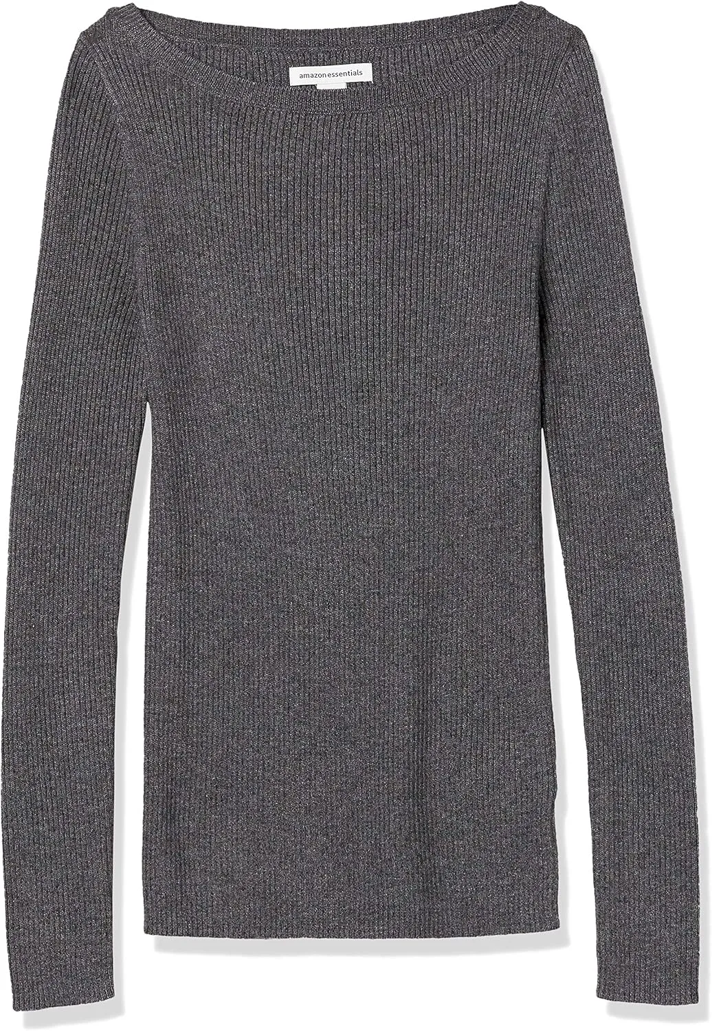 Amazon Essentials Women's Lightweight Ribbed Long-Sleeve Boat Neck Slim-Fit Sweater