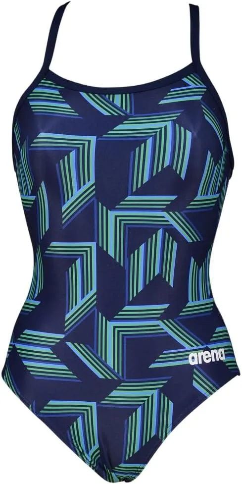 Arena Puzzled Light Drop Back Women's One Piece Swimsuit for Competitive or Casual Swim, Ladies Bathing Suit