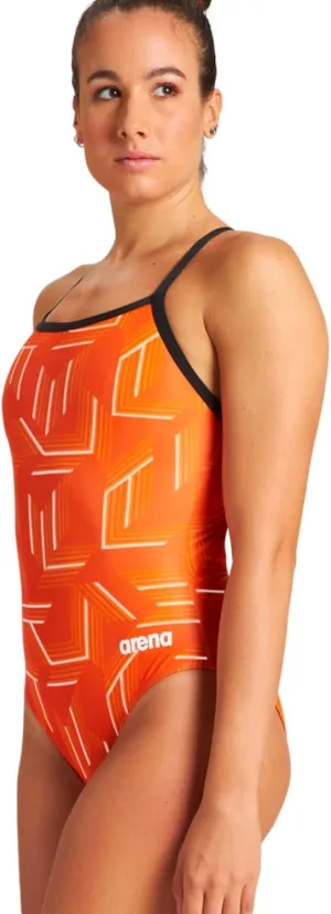 Arena Puzzled Light Drop Back Women's One Piece Swimsuit for Competitive or Casual Swim, Ladies Bathing Suit