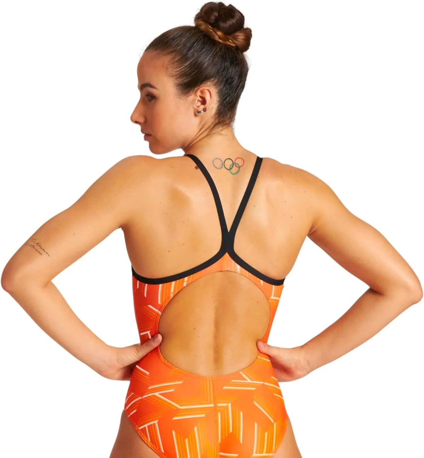 Arena Puzzled Light Drop Back Women's One Piece Swimsuit for Competitive or Casual Swim, Ladies Bathing Suit