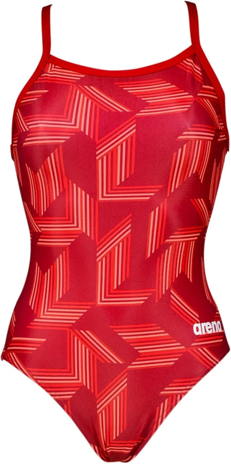Arena Puzzled Light Drop Back Women's One Piece Swimsuit for Competitive or Casual Swim, Ladies Bathing Suit