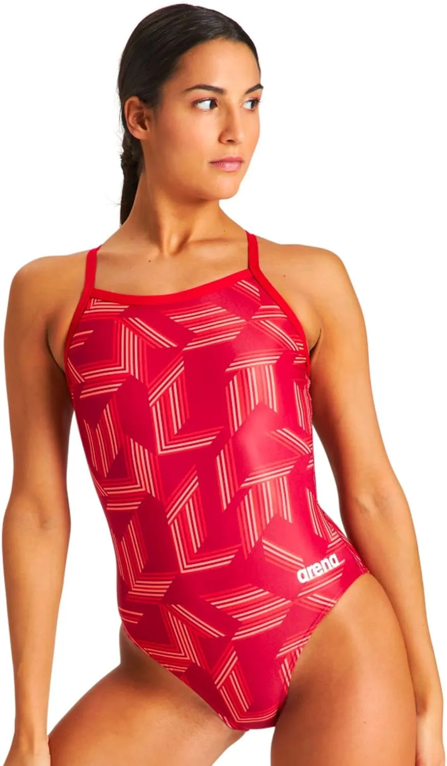 Arena Puzzled Light Drop Back Women's One Piece Swimsuit for Competitive or Casual Swim, Ladies Bathing Suit