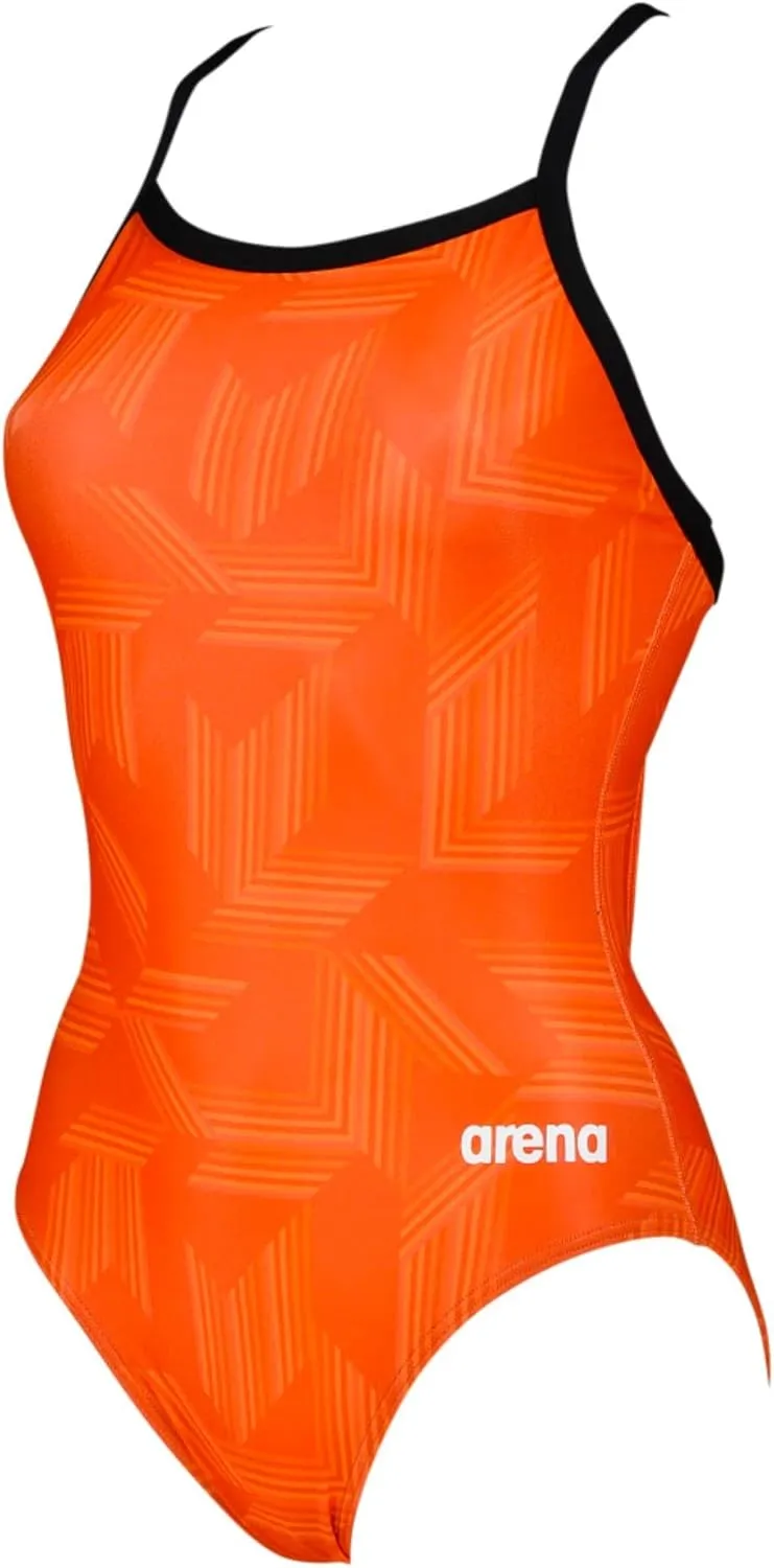 Arena Puzzled Light Drop Back Women's One Piece Swimsuit for Competitive or Casual Swim, Ladies Bathing Suit