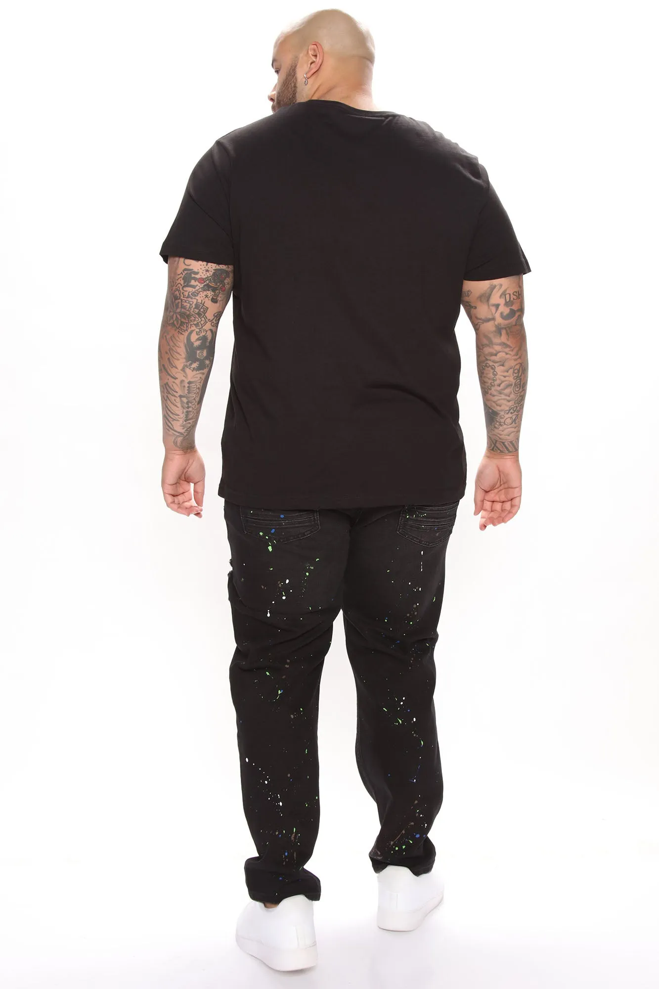 Array Paint Splattered Slim Jeans - Black