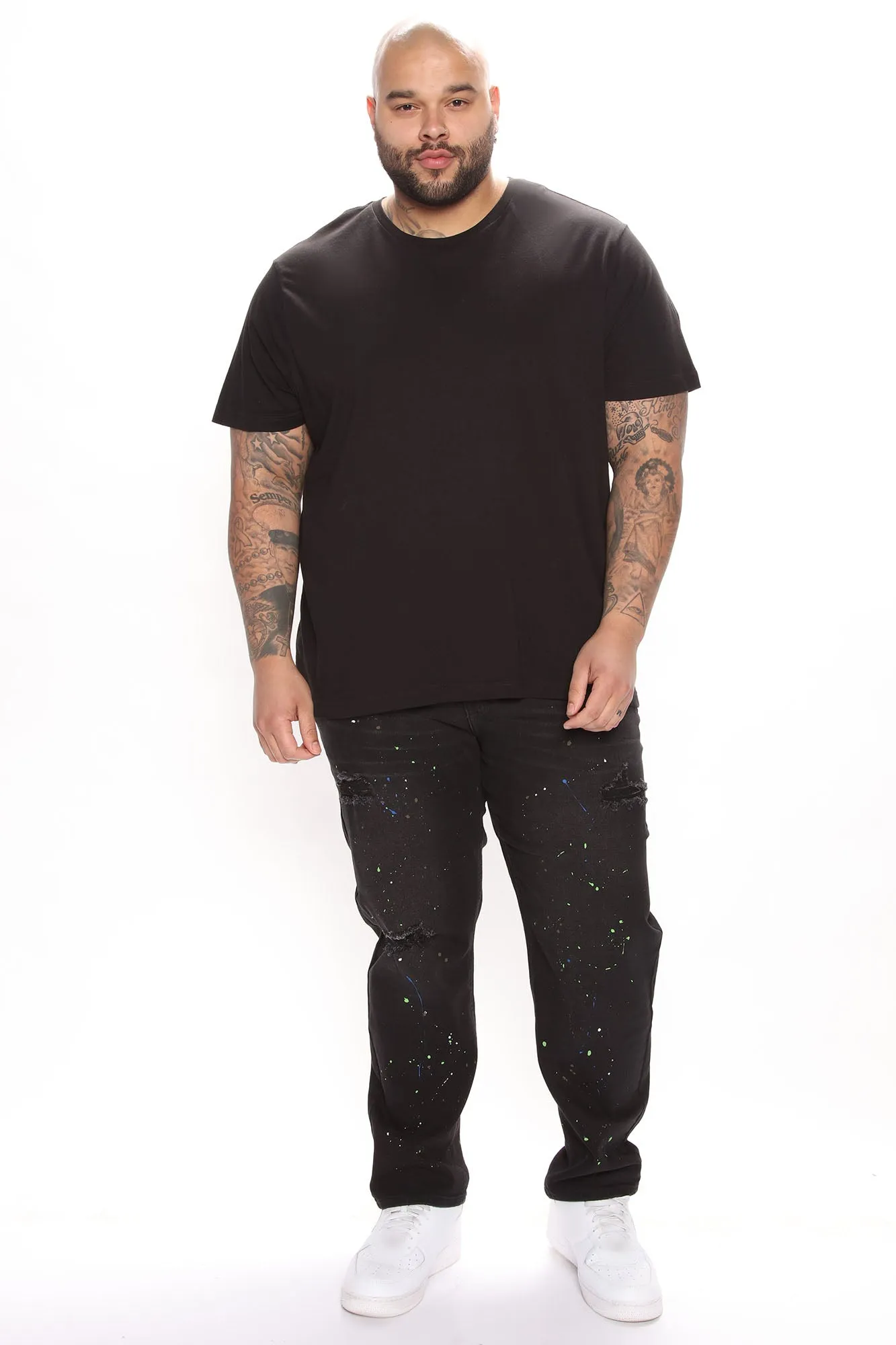 Array Paint Splattered Slim Jeans - Black