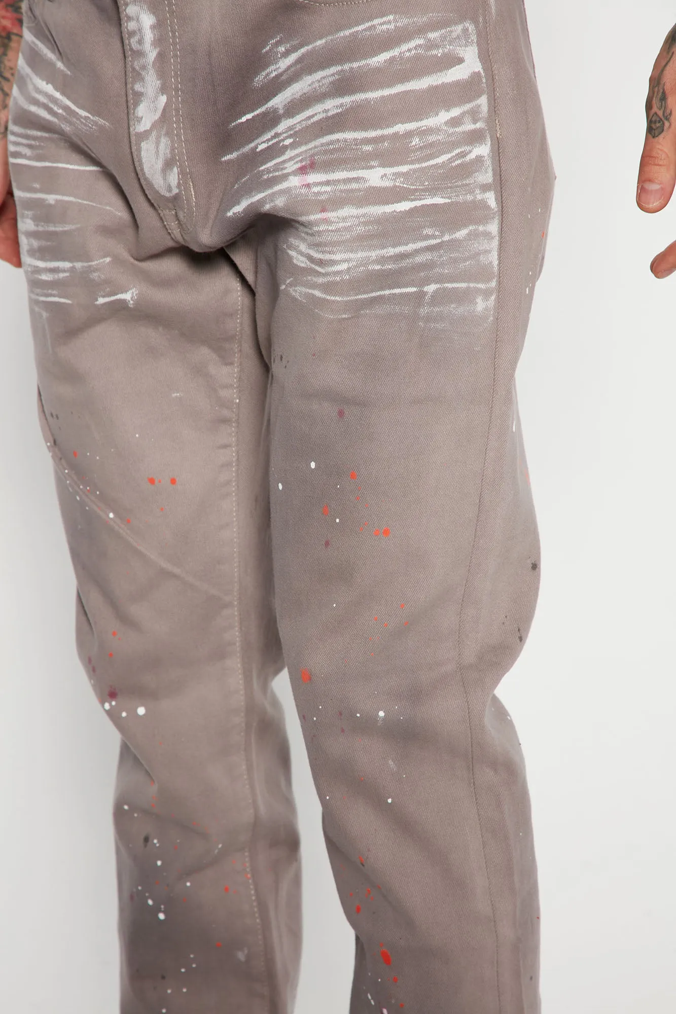 Artsy Vibes Paint Splatter Slim Jeans - Grey