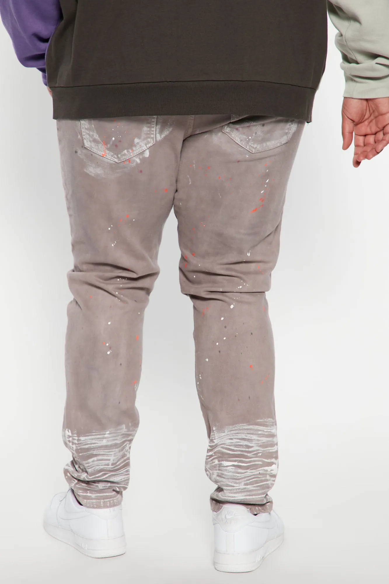 Artsy Vibes Paint Splatter Slim Jeans - Grey