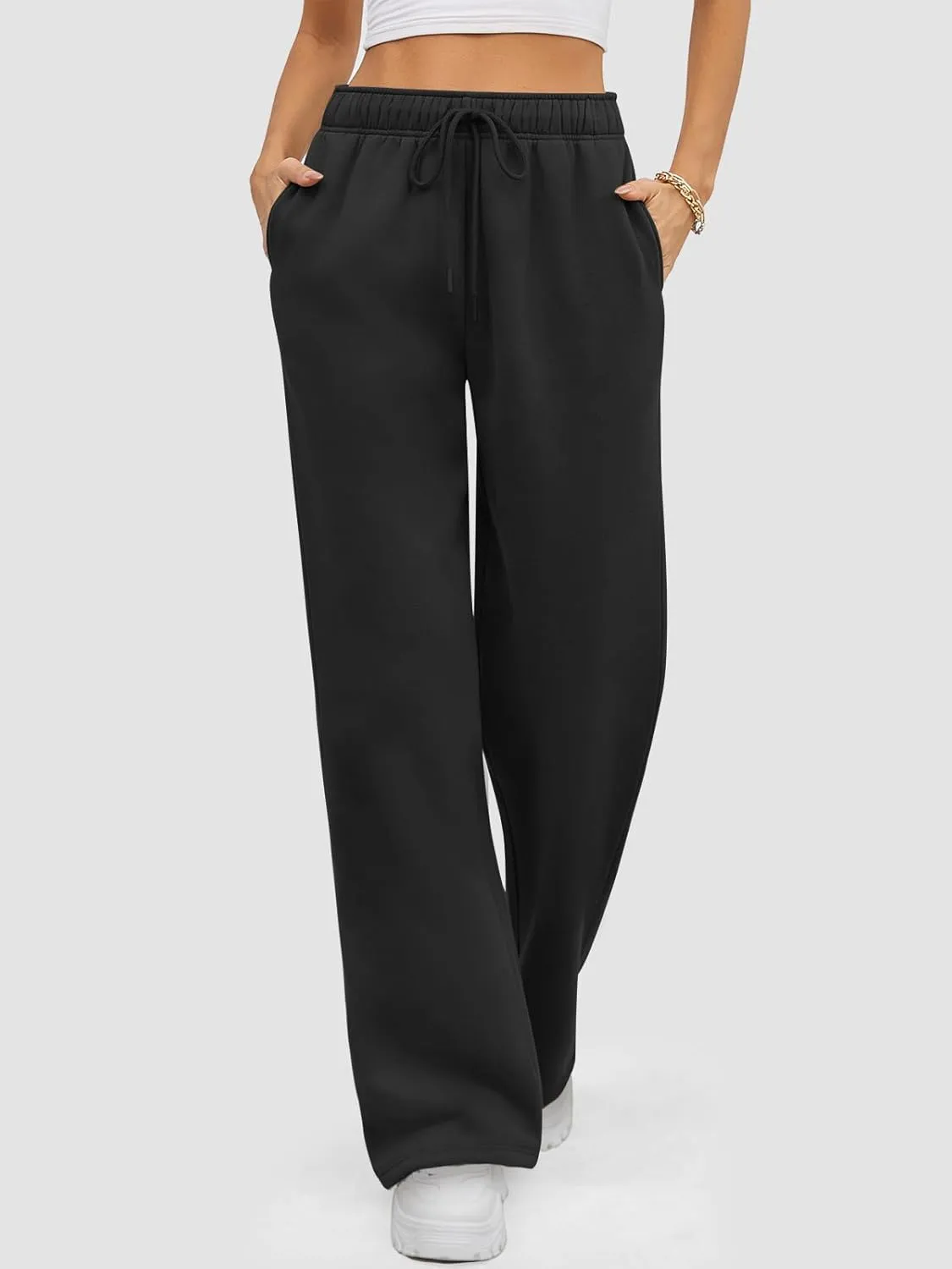 ATHMILE Womens Sweatpants 2025 Baggy Wide Fleece Lined Straight Leg Pants