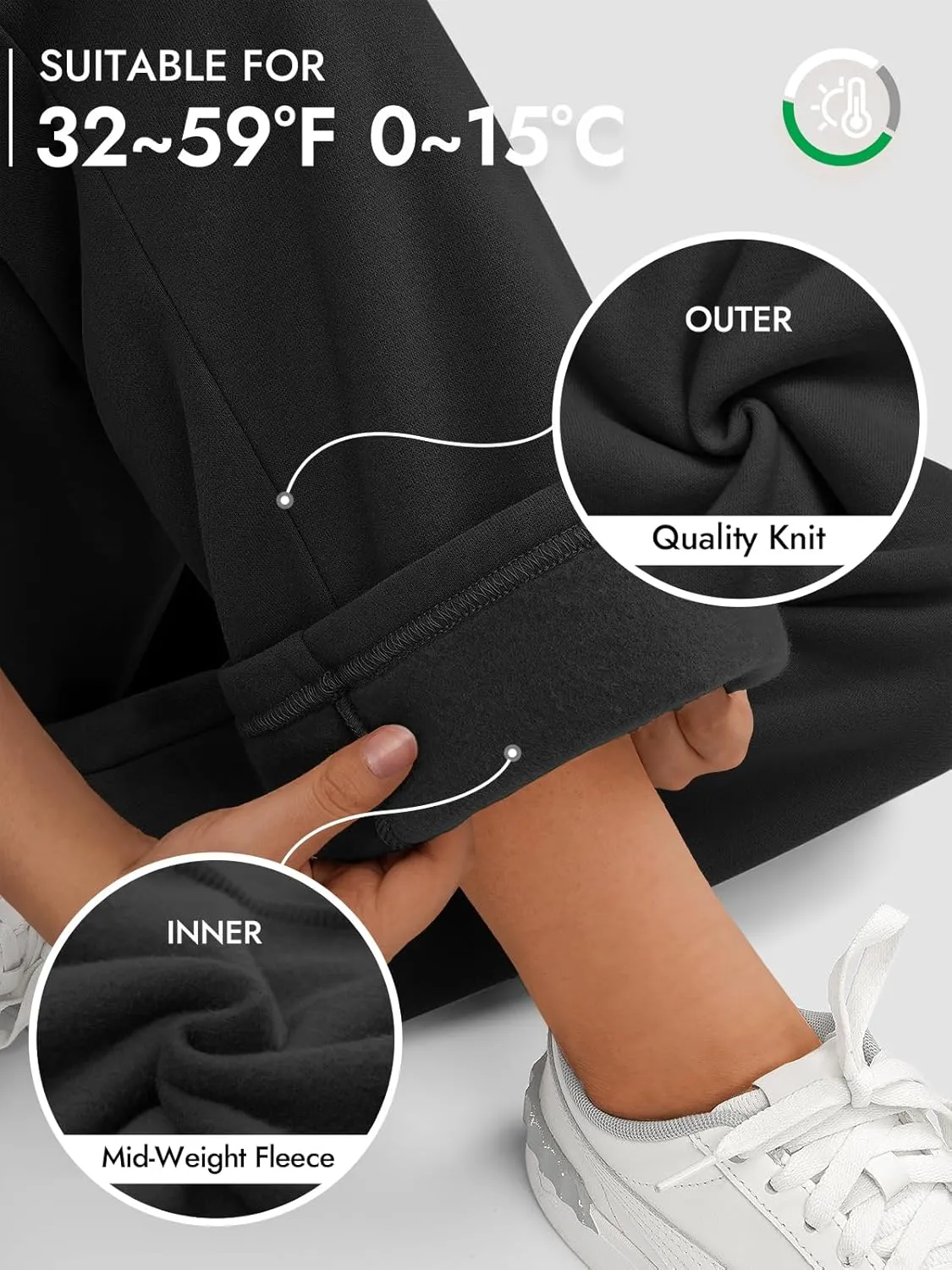 ATHMILE Womens Sweatpants 2025 Baggy Wide Fleece Lined Straight Leg Pants