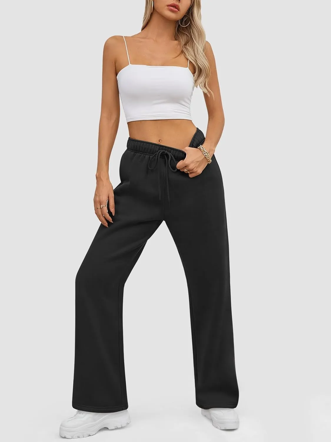 ATHMILE Womens Sweatpants 2025 Baggy Wide Fleece Lined Straight Leg Pants