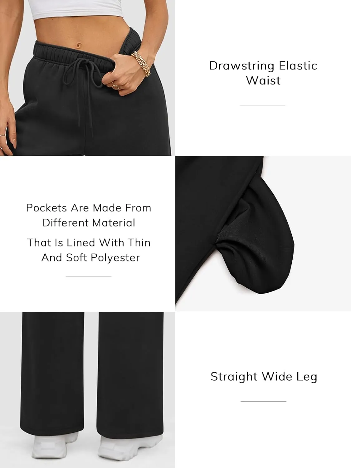 ATHMILE Womens Sweatpants 2025 Baggy Wide Fleece Lined Straight Leg Pants