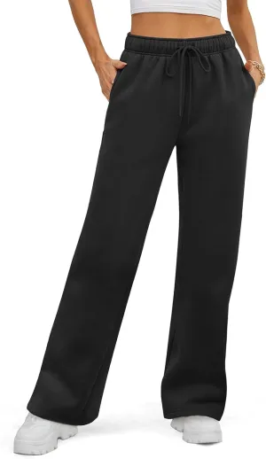 ATHMILE Womens Sweatpants 2025 Baggy Wide Fleece Lined Straight Leg Pants
