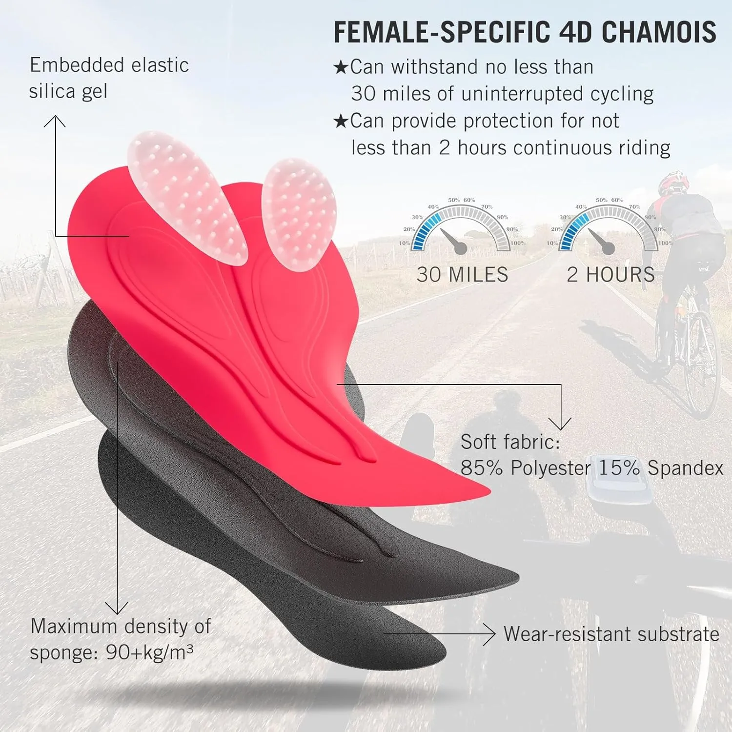 baleaf Women's Bike Shorts 4D Padded Cycling Spinning Road Bike Pockets Wide Waistband UPF50 
