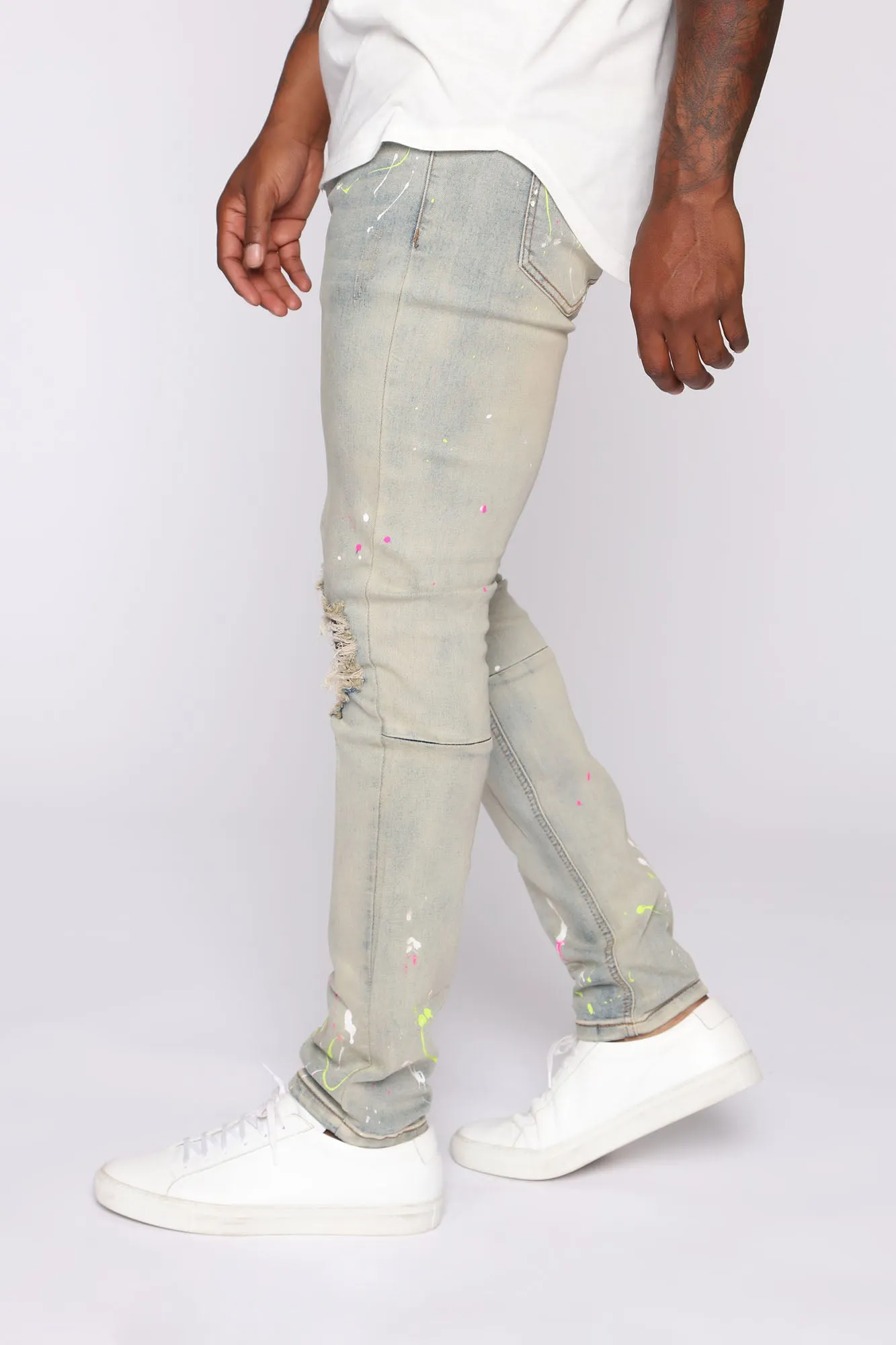 Ballin In the City Distressed Skinny Jean - Light Fade Wash