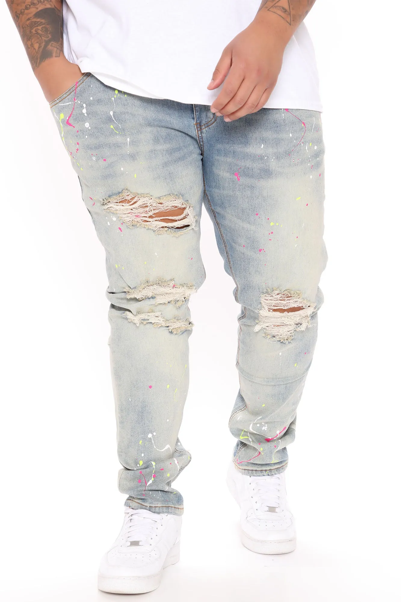 Ballin In the City Distressed Skinny Jean - Light Fade Wash