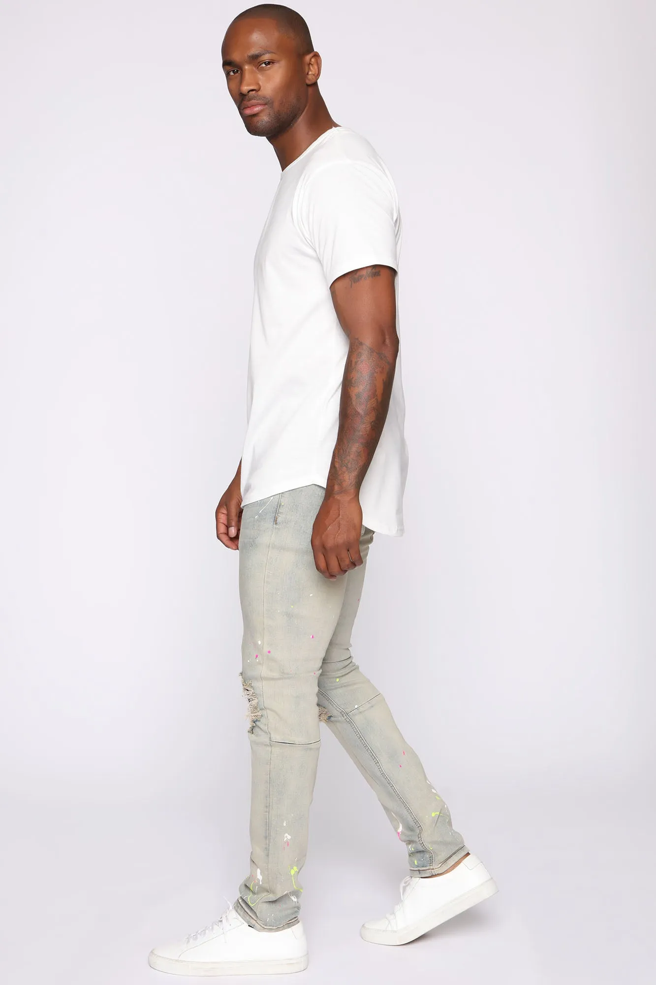 Ballin In the City Distressed Skinny Jean - Light Fade Wash