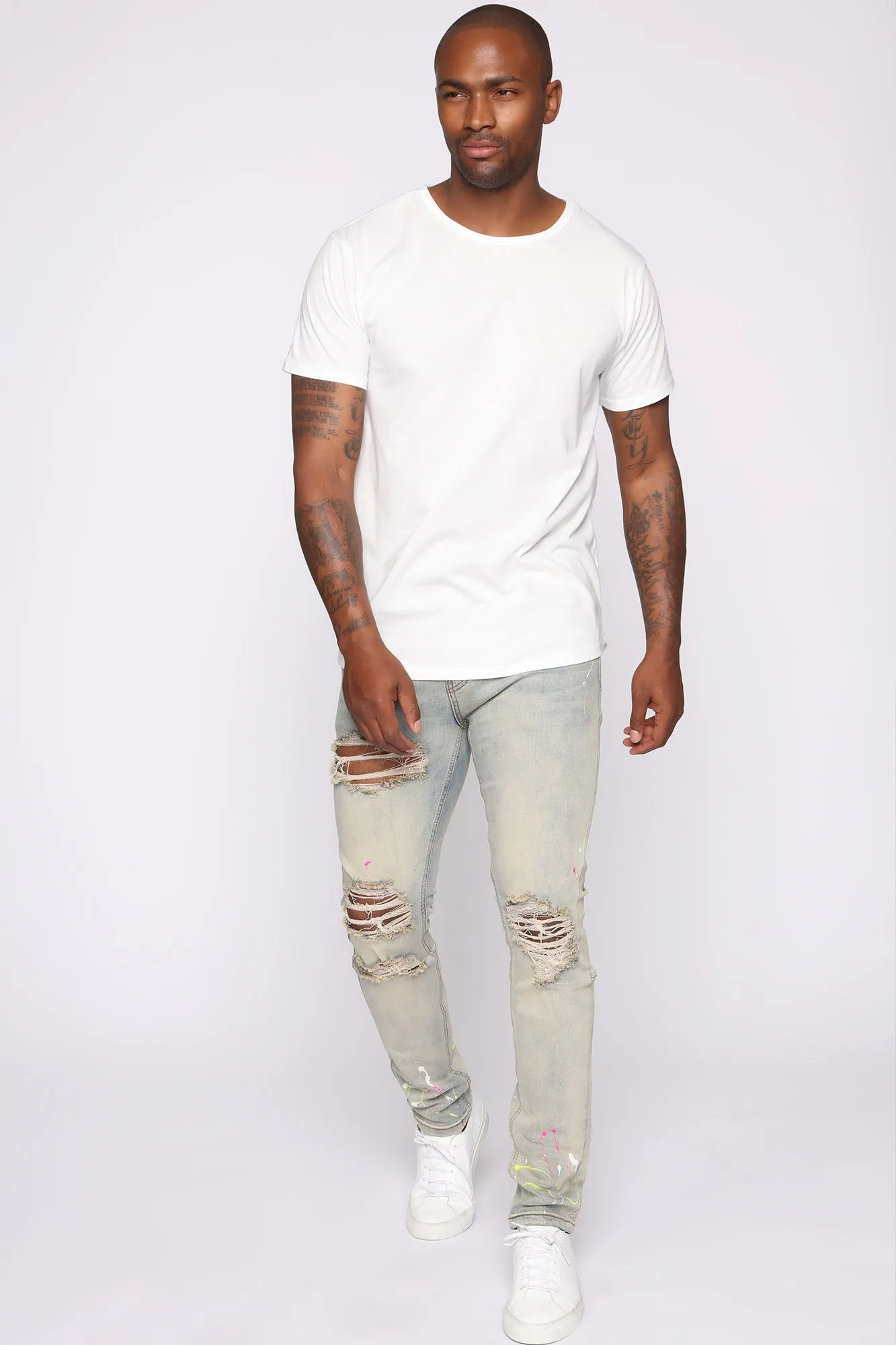 Ballin In the City Distressed Skinny Jean - Light Fade Wash