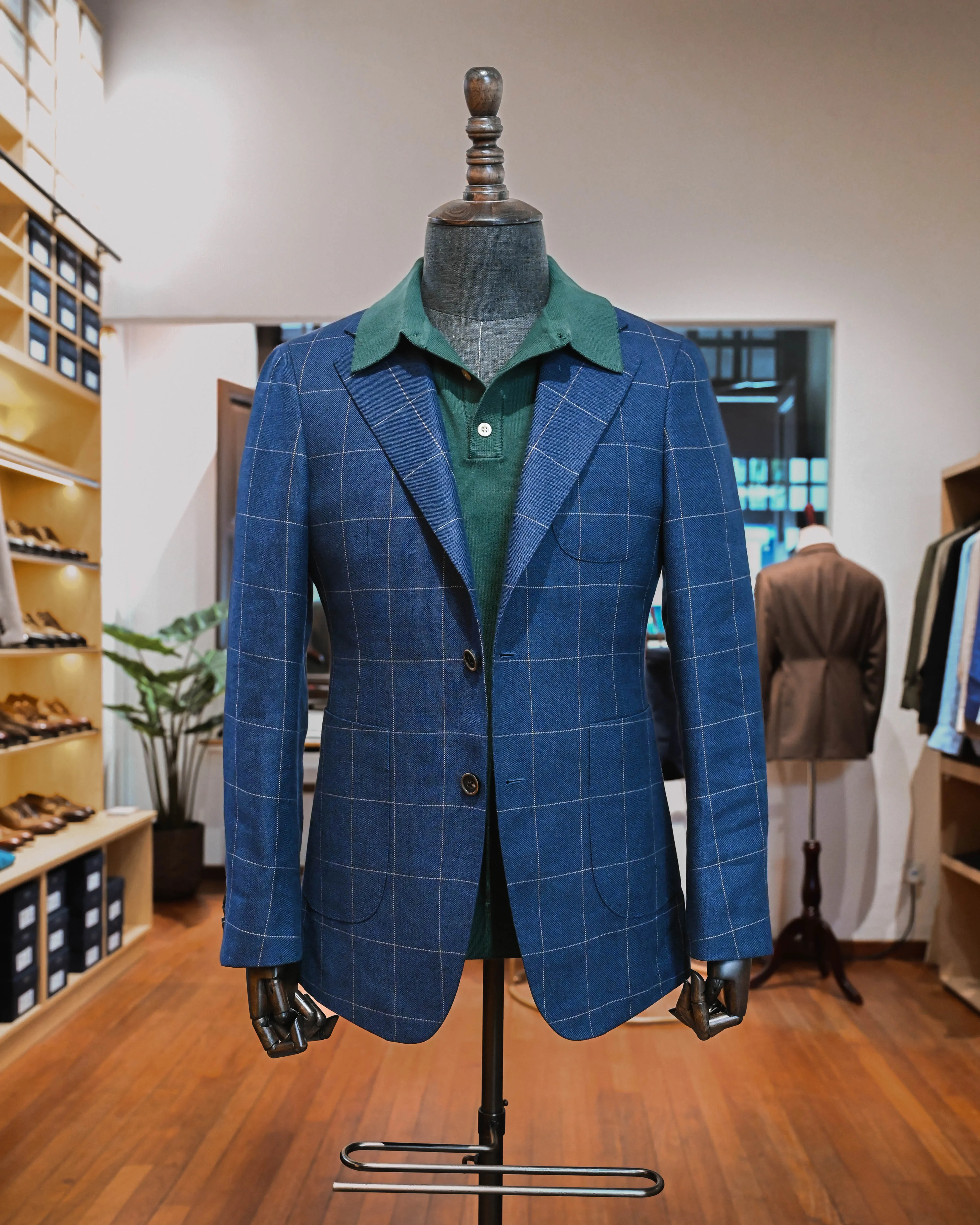 Blue Window Pane Wool Sports Jacket | Dario Model