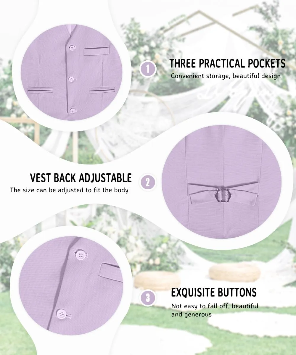 Boys Formal Linen Suit 4 Pieces Shirt,Vest, Pants and Tie Dresswear Suit Set