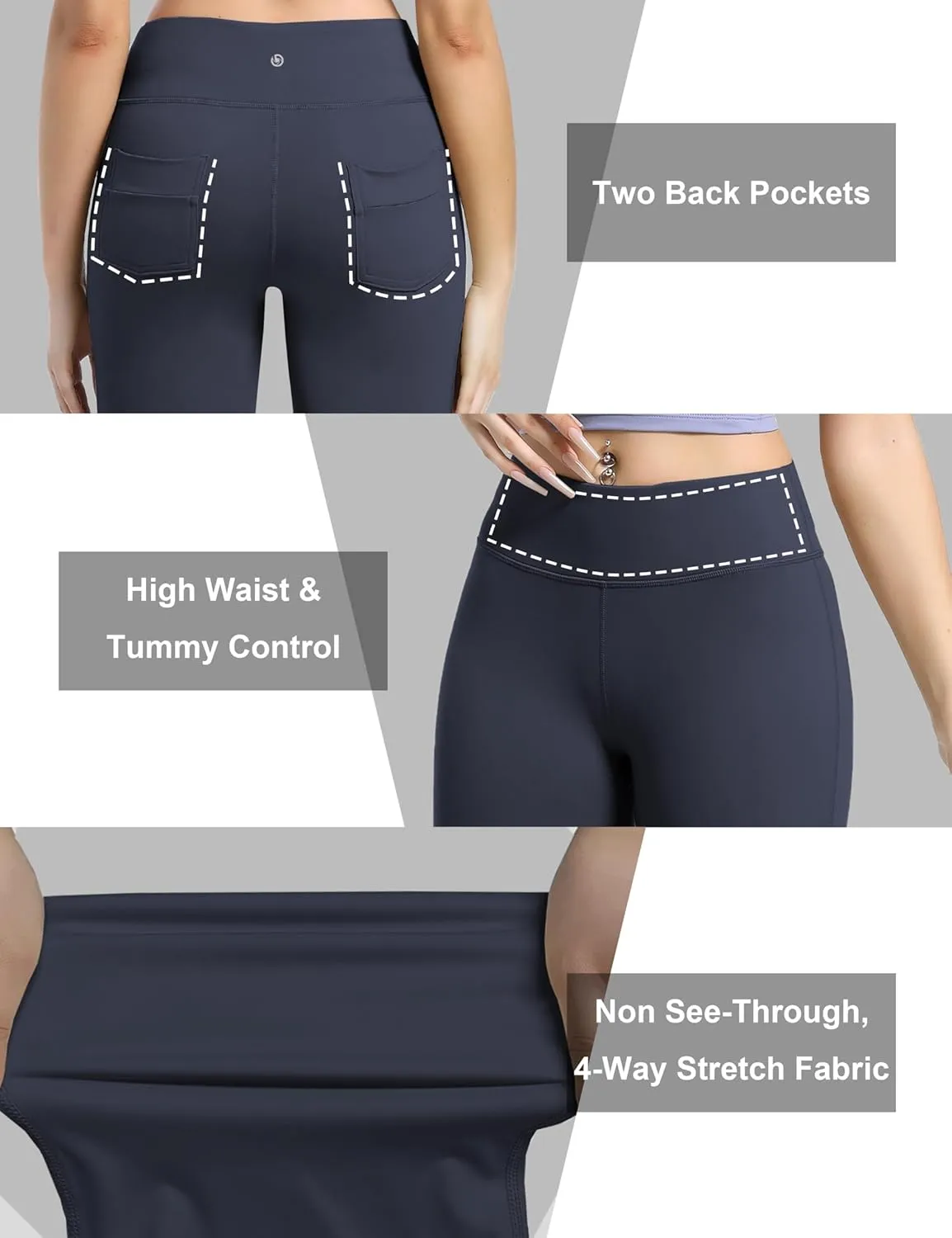 BUBBLELIME 29"/31"/33"/35"/37" Women's High Waist Straight Leg Yoga Pants Tummy Control Workout Pants with Pockets